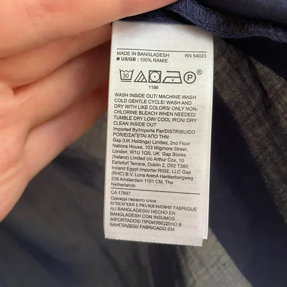 Banana Republic | Spring Navy Blue Ramie Blouse Large NWT - Picture 5 of 6